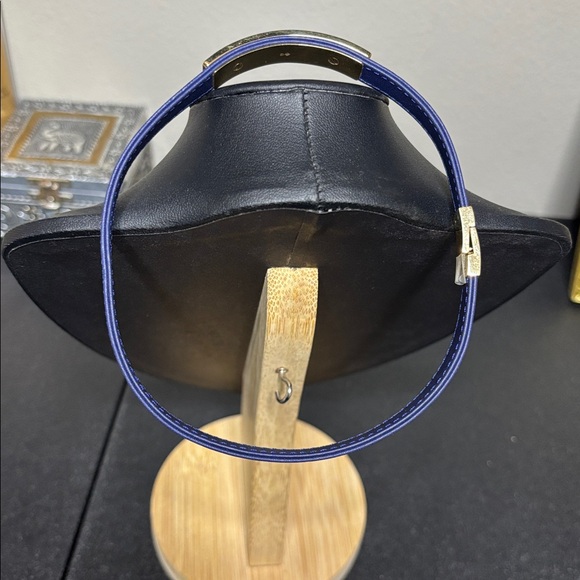 Swarovski Blue Gold Leather Wrap Bracelet - Picture 3 of 7